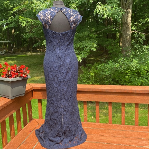 Ralph Lauren, navy lace evening gown,excellent condition, see measurements below - Picture 3 of 16